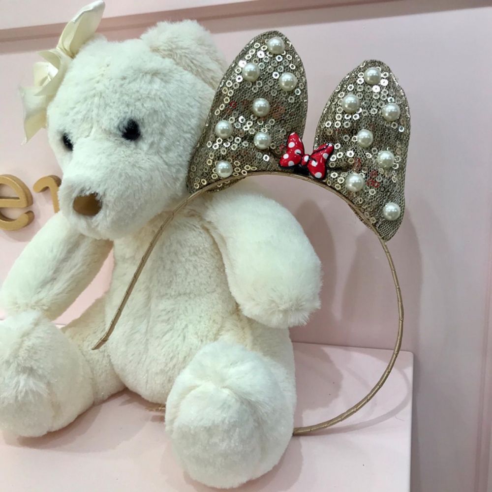 Arco Infantil de Paetês Modelo 1 Dourado Minnie Mouse Euro Baby