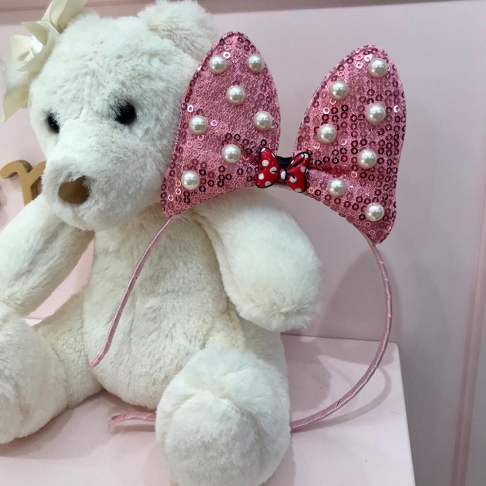 Arco Infantil de Paetês Modelo 1 Rosa Minnie Mouse Euro Baby