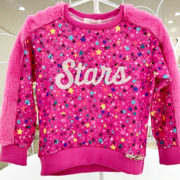 Blusa Infantil de Moletom com Pelúcia Estampado Constelação Pink Mon Sucré
