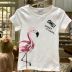Blusa Infantil Flamingo Brilhante com Paêtes Off White Momi