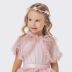 Capa Infantil de Tule com Plumas e Strass Rosa Princess Delicate Petit Cherie