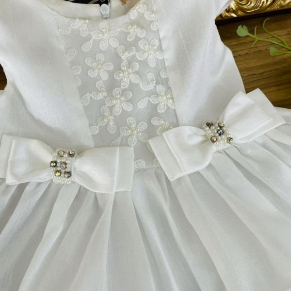 Vestido Infantil Branco Flores Petit Cherie