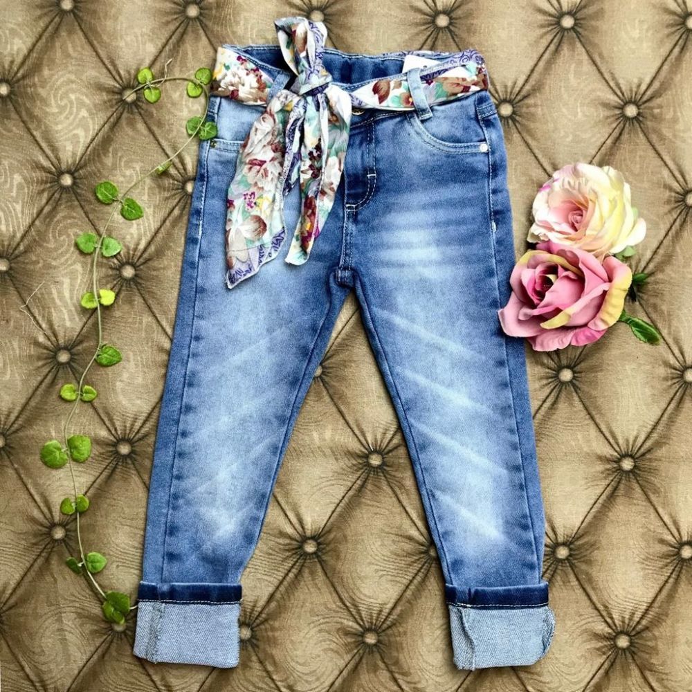Calça Infantil Jeans com Lenço Estampado MRX Kids