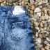 Calça Infantil Jeans com Patch Gatinho e Coelinho Azul Gabriela Aquarela