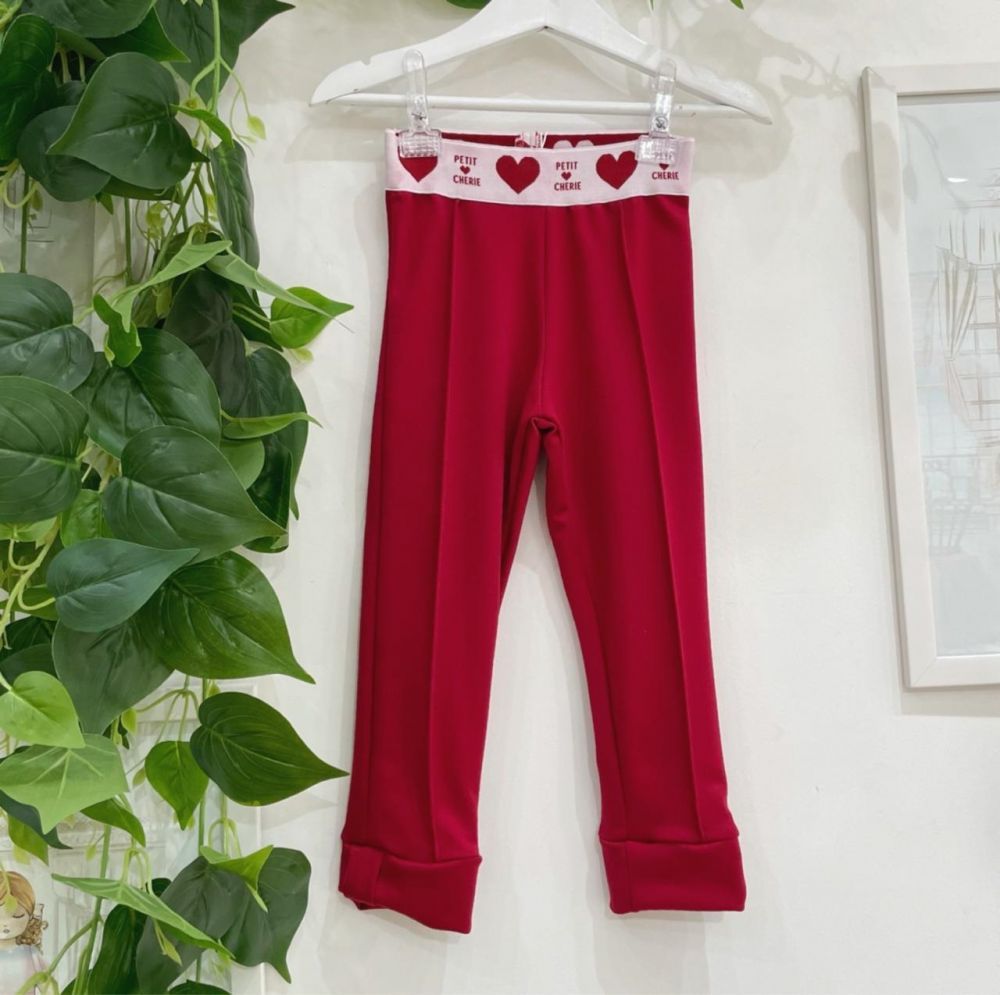 Calça Infantil Montaria Vermelha Com Cós Faixa Larga Love Petit Cherie
