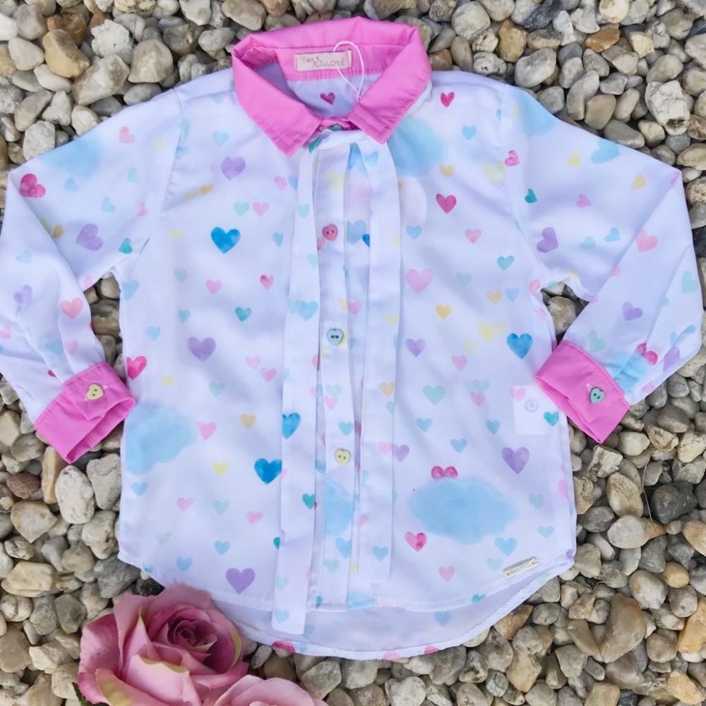 Camisa Infantil Corações Multicoloridos Mon Sucré