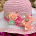 Chapéu Infantil de Palha com Flores Rosa Pastel Euro Baby