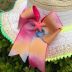 Chapéu Infantil de Palha Multicor Com Mini Pom Pons Coloridos em Degrade Laço Tie Dye Euro Baby