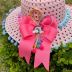 Chapéu Infantil de Palha Rosa Com Pom Pons em Degrade Rosa/Azul Laço Arco Íris Euro Baby