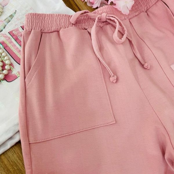 Conjunto Feminino Infantil Blusa You Unique e Calça Rosa com Bolsos Petit Cherie 