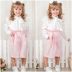 Conjunto Feminino Infantil Yoyo Camisa Manga Longa Branca com Calça Pantacourt Rosa