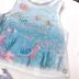 Conjunto Infantil Blusa Branca Com Tule Mermaid e Shorts Saia Cinza Paetê Reversível Petit Cherie