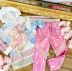 Conjunto Infantil Blusa com Touca Cozinheira Strass e Calça Rosa Metalizada Petit Cherie 
