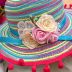 Conjunto Infantil Bolsinha e Chapéu de Palha Azul Rainbow Pom Pons Euro Baby
