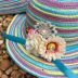 Conjunto Infantil Bolsinha e Chapéu de Palha Rainbow Flowers Azul Euro Baby