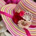 Conjunto Infantil Bolsinha e Chapéu de Palha Rainbow Flowers Rosa Baby