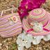 Conjunto Infantil Bolsinha e Chapéu de Palha Rosa Rainbow Euro Baby
