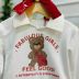 Conjunto Infantil Feminino Bambollina Blusa-Camisa Manga Longa Off-White Urso e Calça Vermelha Friso