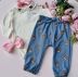 Conjunto Infantil Feminino Momi Ursinhas Body Off-White Calça Azul com Elastano
