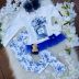 Conjunto Infantil Feminino Yoyo Azul Royal Foral Perfume Strass Tule