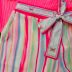 Conjunto Infantil Petit Cherie Blusa Rosa Neon e Shorts Listras Coloridas e Detalhes Borboletas