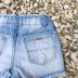 Conjunto Infantil Shorts Jeans e Bata Listrada com Renda Fashion Azul Luluzinha