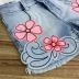 Conjunto Infantil Shorts Jeans e Blusa Bordada com Pedrarias Neon Flowers Kukixo