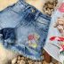 Conjunto Infantil Shorts Jeans e Camisa com Strass Verão dos Ursinhos Petit Cherie