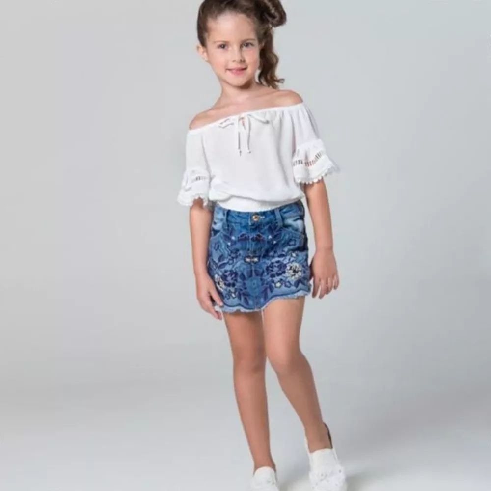 Conjunto Short Saia Jeans e Ciganinha Petit Cherie