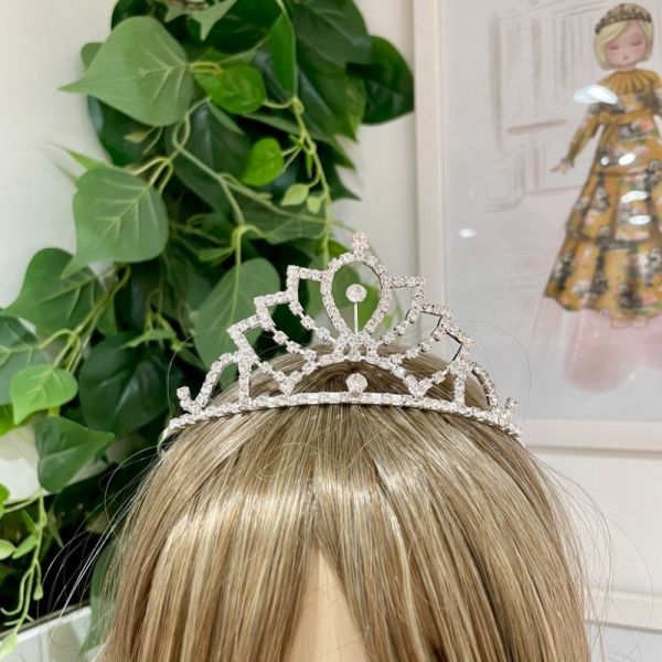 Coroa Infantil Princesa Real Prata Strass Modelo 2 Euro Baby