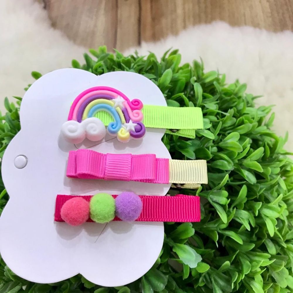Kit de Presilhas Infantis Coloridas Super Arco-íris Euro Baby