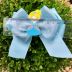 Laço Infantil Duplo de Gorgurão Azul e Fita Lurex Azul Glitter Aplique Cinderela 3D G Euro Baby