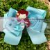 Laço Infantil Duplo de Gorgurão Verde Água e Fita Lurex Azul Glitter Aplique Ariel 3D G Euro Baby