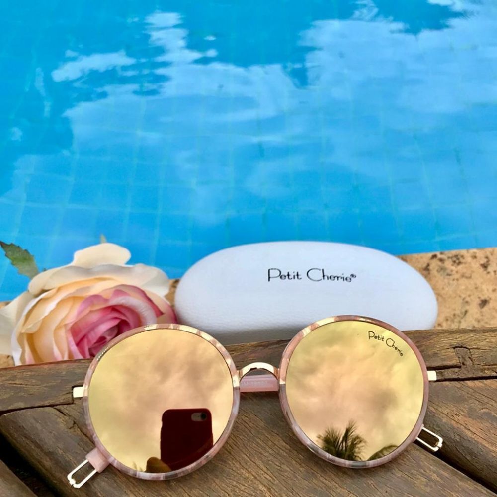 Óculos de Sol Infantil Classic Round Rosa Petit Cherie