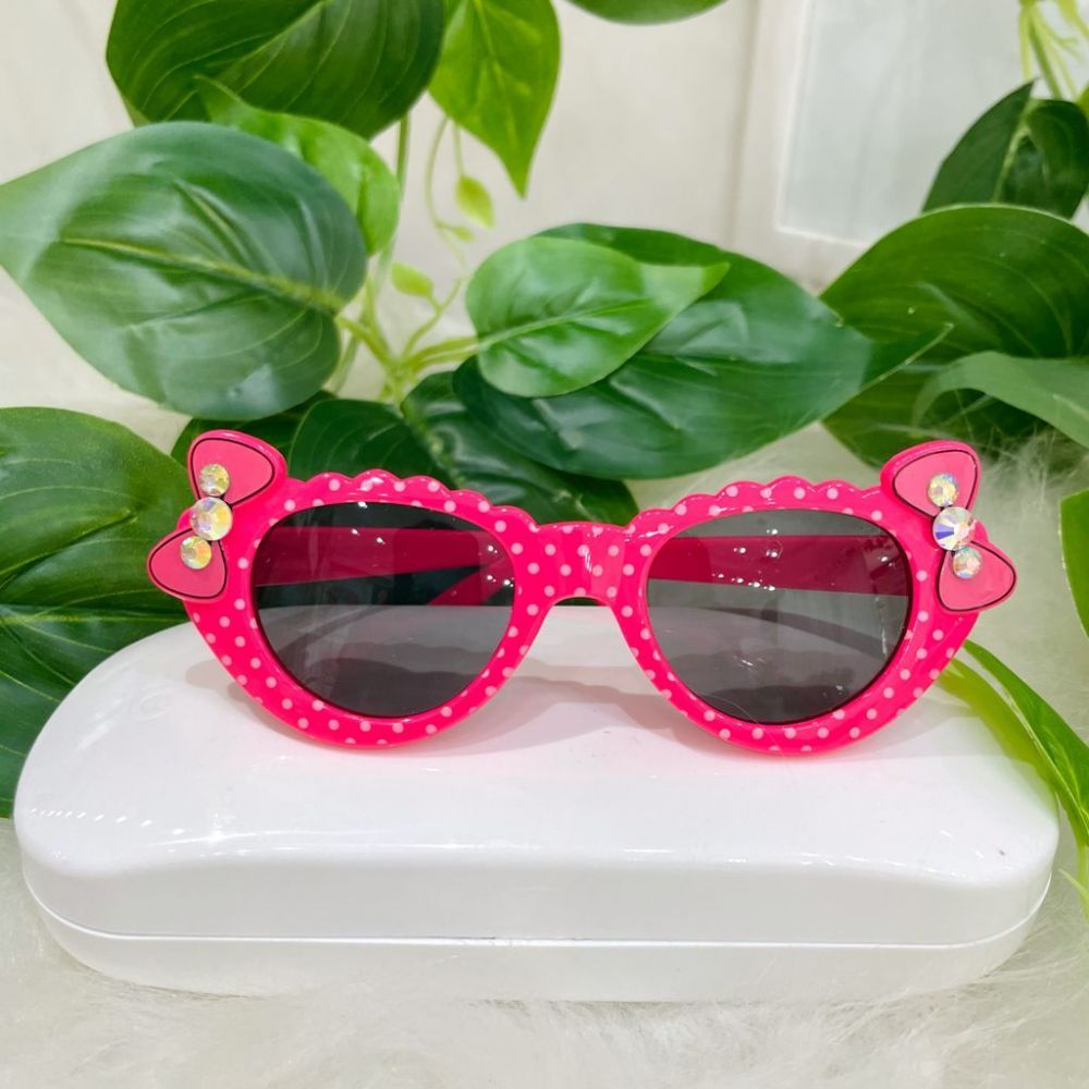 Óculos de Sol Infantil Gatinho Poá Rosa Pink Laço Euro Baby
