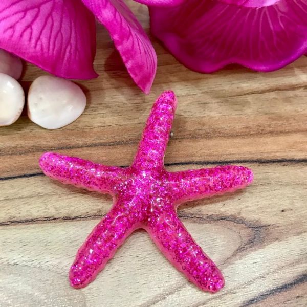 Presilha Infantil Estrela do Mar Pink Glitter Sirenita