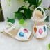 Sandália Infantil de Velcro Couro Legítimo Avarca Branca Balões Coloridos Euro Baby