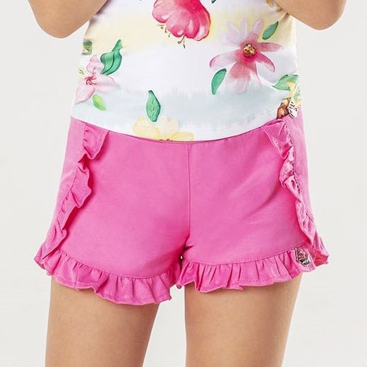 Shorts Infantil com Babados Rosa Blush Summer Cute Mon Sucré