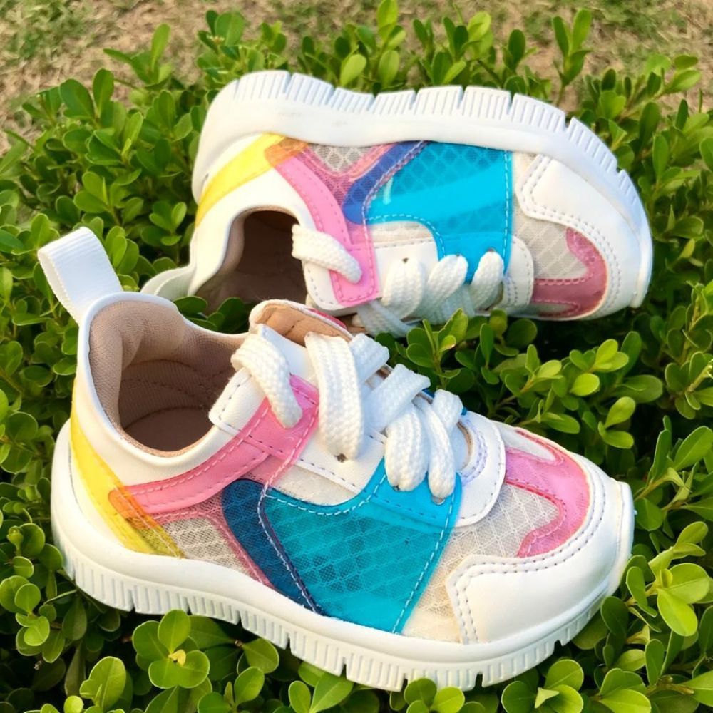 Tênis Infantil Branco Sneaker Colors Com Recortes Super Comfy Euro Baby