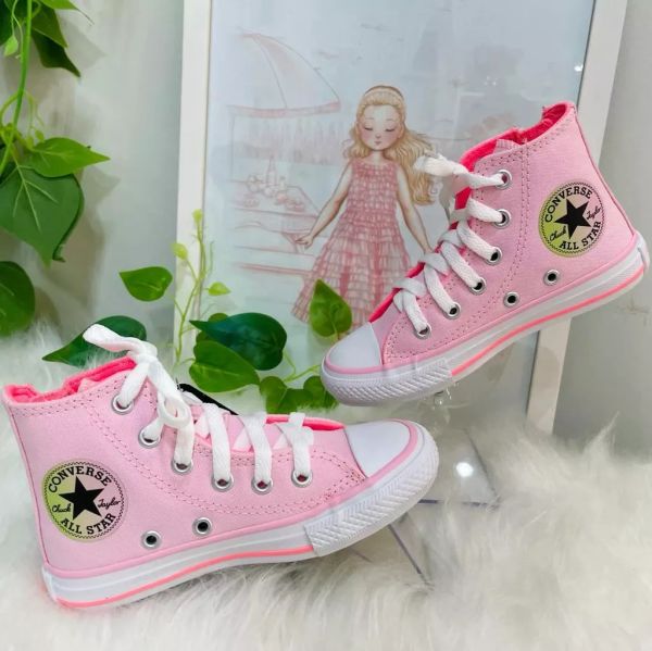 Tênis Infantil Converse All Star Cano Alto Rosa com Glitter na EuroBabyKids