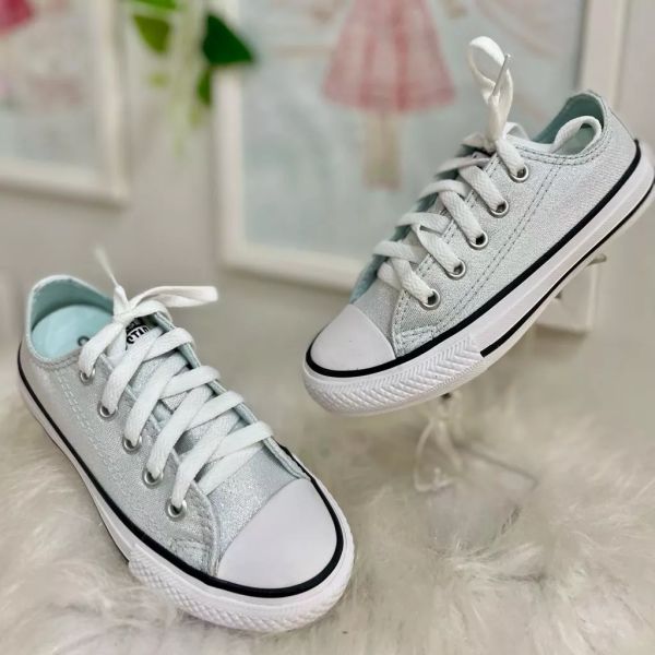 Tênis Infantil Converse All Star Rosa com Glitter e Velcro na EuroBabyKids