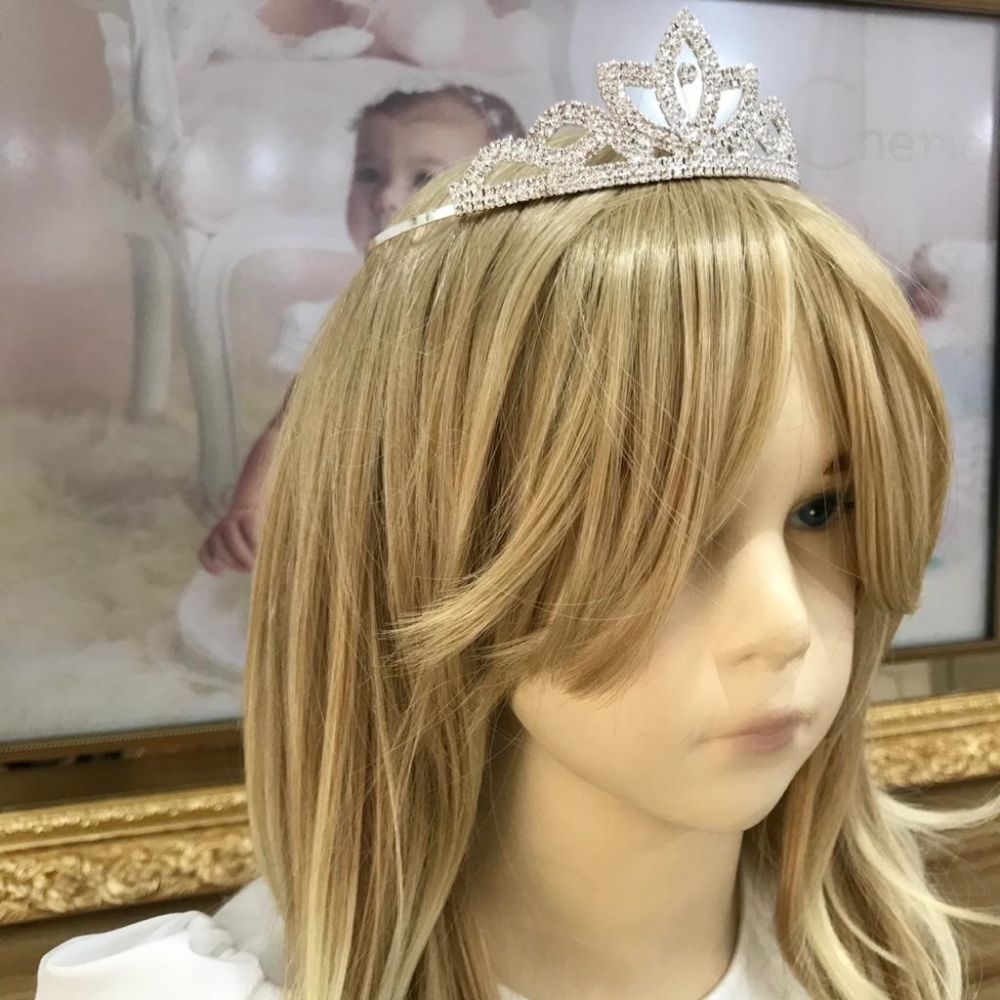 Kit com 12 /24 Mini Coroa de Princesa Pente strass penteado prata