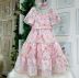 Vestido de Festa Infantil Rosa Estampado Jardim Charmoso Babados Petit Cherie