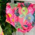 Vestido Infantil Alça Elástico Rosa Neon Babados em Camadas Com Calcinha Jardim Tropical Mon Sucré