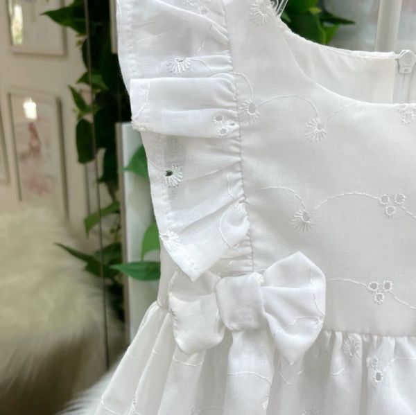 Vestido Infantil de Festa Branco Laise com Calcinha Tempo Feliz Mon Sucré