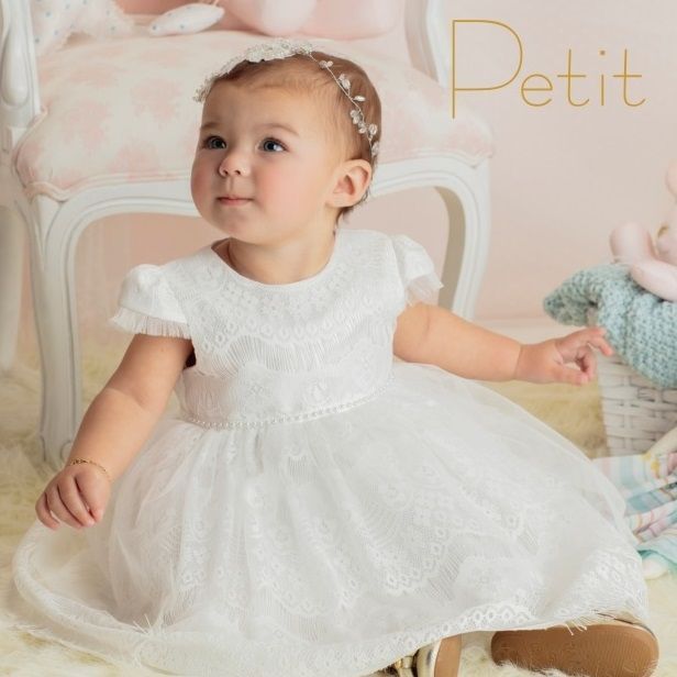 Vestido Infantil Branco Tule e Renda Sweet Grace Petit Cherie