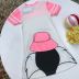 Vestido Infantil Canelado Off White e Rosa Neon Looney Tunes Frajola Com Bucket Momi