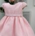 Vestido de Festa Infantil com Calcinha Rosa Claro Listras Texturizadas no Tule Mon Sucré