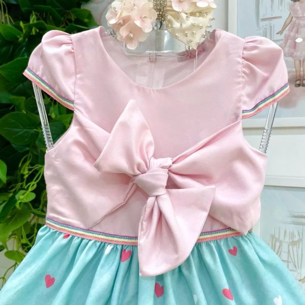 Vestido casual infantil estampado, roupas infantis, princesa, dia dos  namorados, vestido e saia Kawaii para meninas, rosa, 3-6 Meses