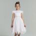 Vestido Infantil com Pérolas e Plumas Rosa Pastel Dream Petit Cherie